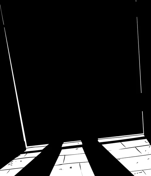 Figura oscurata in piedi dietro la porta chiusa — Vettoriale Stock