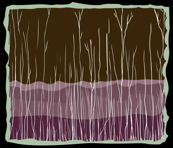 Abstraktní bříza strom a horské pozadí — Stockový vektor