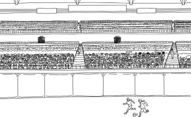Futbol oyuncuları ve kalabalık stadyum