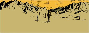 Sonaran çöl dağınık bulutlar ile kroki