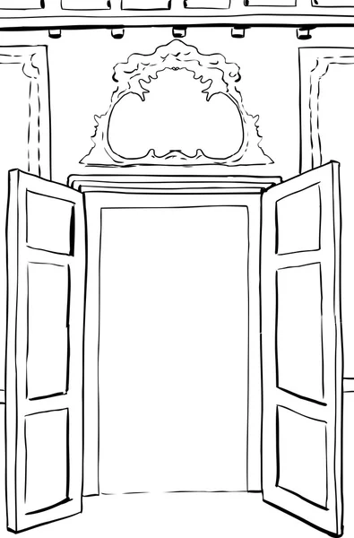 Illustration des portes en rococo esquissées — Image vectorielle