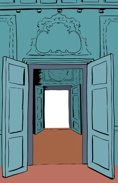 两个敞开的门口，在斯德哥尔摩的宫殿里 — 图库矢量图片
