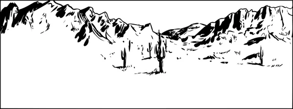 Esbozado fondo de montaña del desierto con cielo despejado — Archivo Imágenes Vectoriales