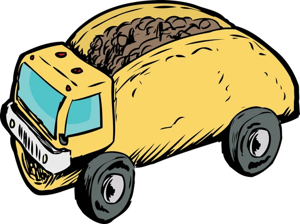 Dibujo de camión volquete de Taco de ternera única — Vector de stock
