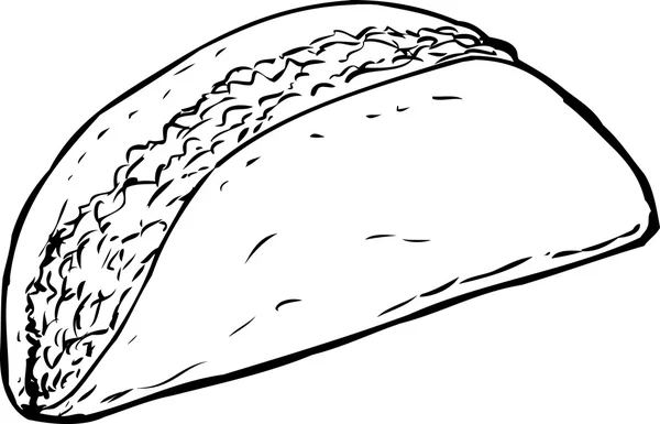 白で輪郭を描かれた完全牛肉タコス — ストックベクタ