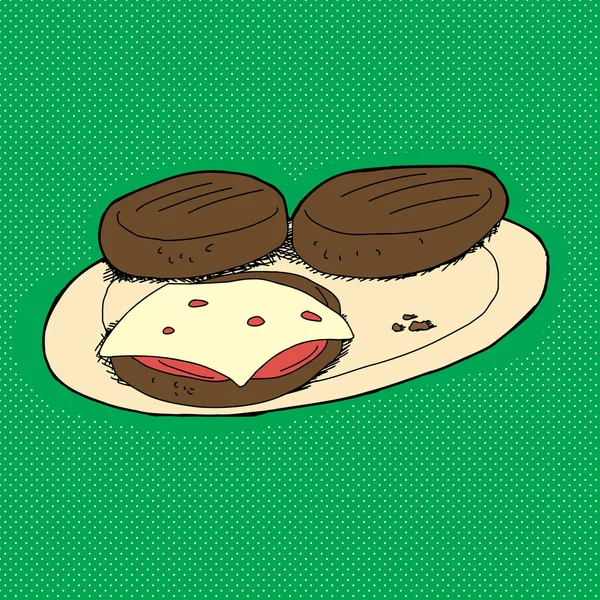 Hamburgery na talíři — Stockový vektor