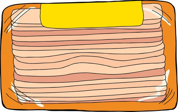 Bacon cru em pacote — Vetor de Stock
