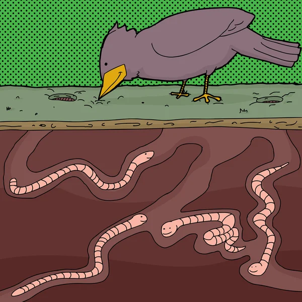 Земляними черв'яками та птиці — стоковий вектор