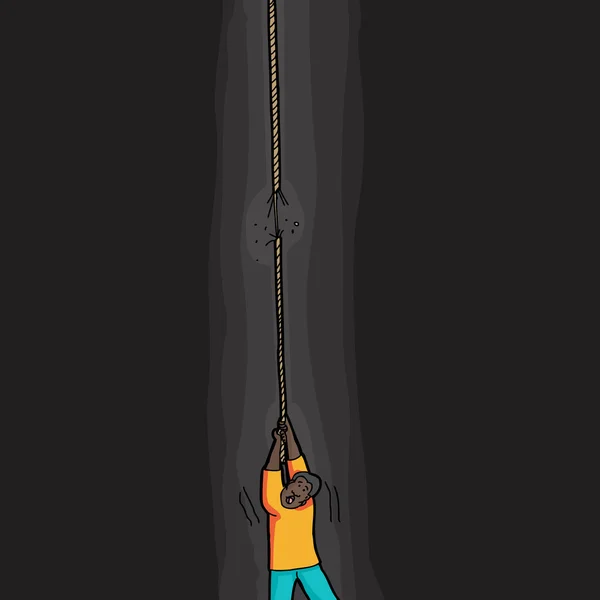 Persona sosteniendo cuerda deshilachada — Vector de stock