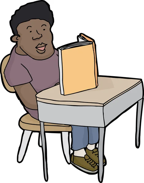 Student som läser vid skrivbord — Stock vektor
