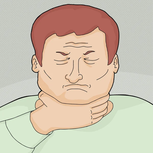 Masculino com dor de garganta — Vetor de Stock