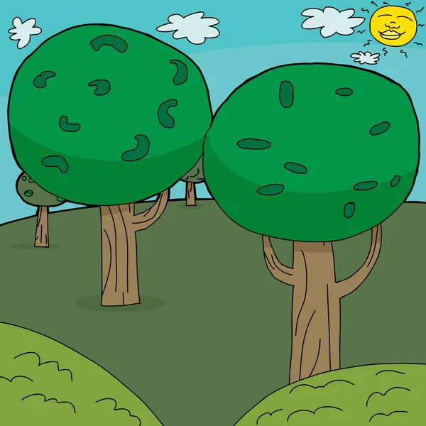 Мультфильм деревья фон — стоковый вектор