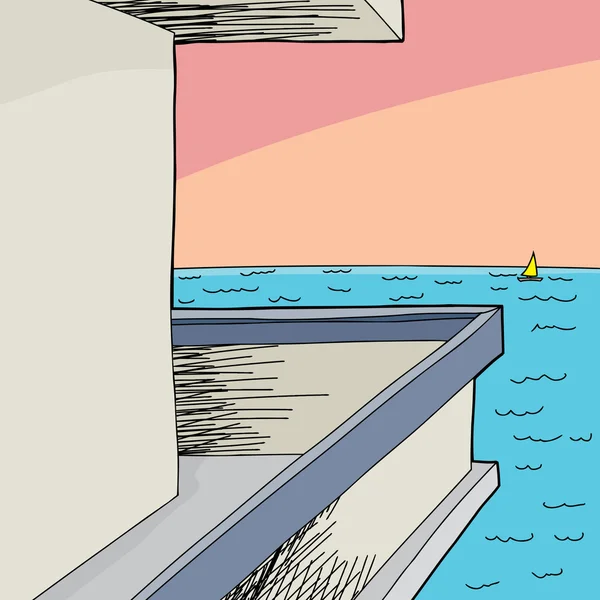 Utsikt över havet — Stock vektor