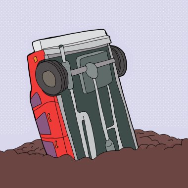 Crashed Red Car clipart
