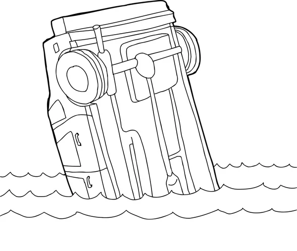 Overzicht van auto in Water — Stockvector