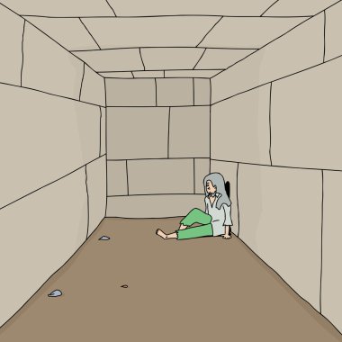 Depressed Vagrant in Corridor clipart