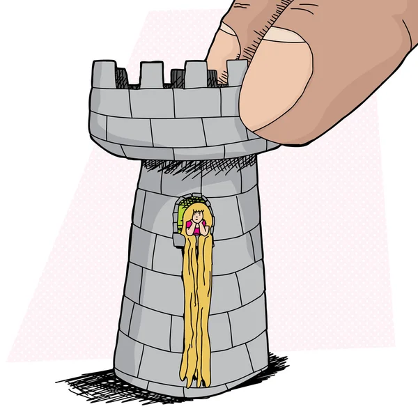 Rapunzel en pieza de torre — Vector de stock