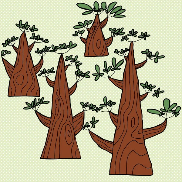 Árvores sobre fundo verde —  Vetores de Stock