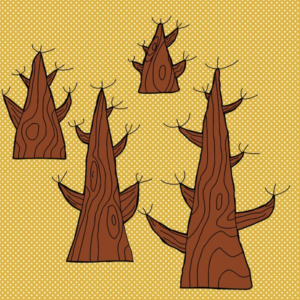 Set of Four Old Trees — Stock Vector