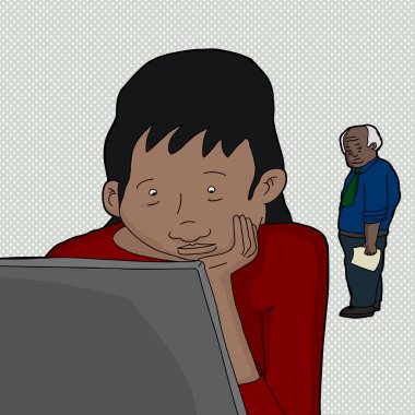 Kadın iş üstünde Laptop