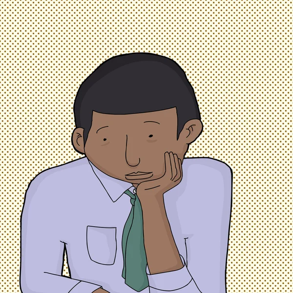 Hombre aburrido en corbata — Vector de stock