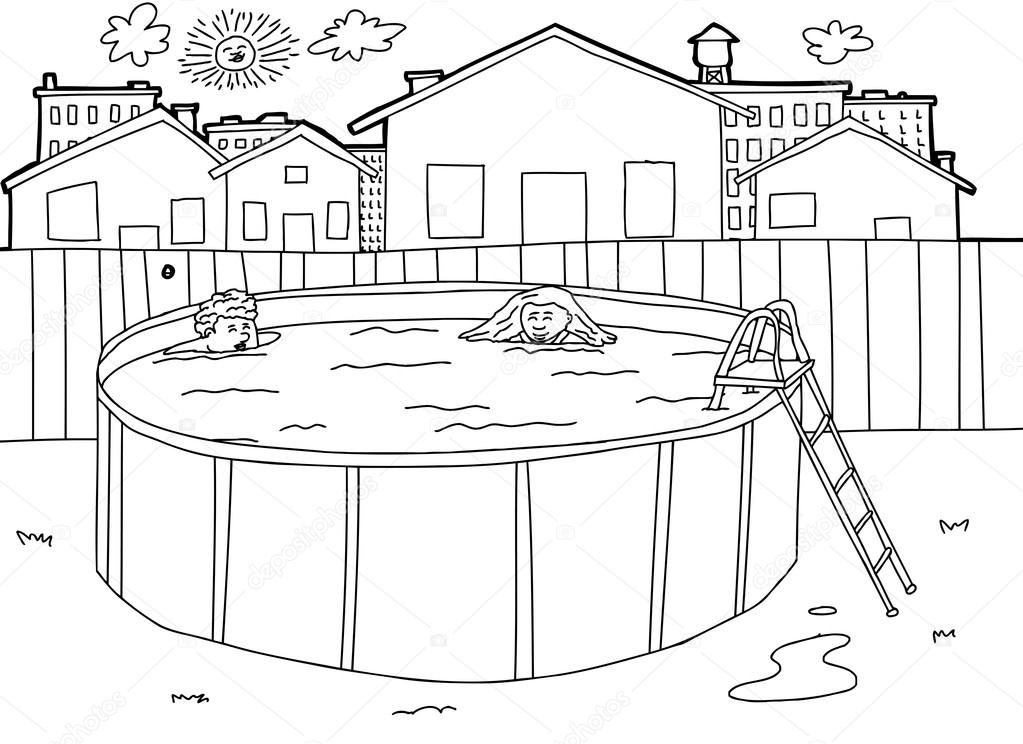 Outline Swimming Pool Scene