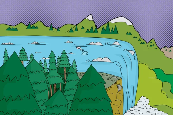 美しい滝 — ストックベクタ