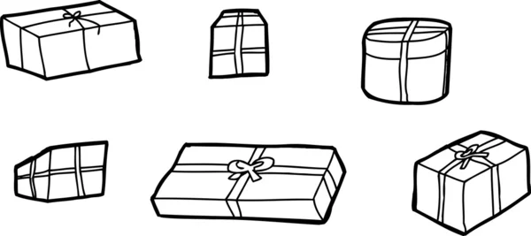 Six boîtes-cadeaux Outline — Image vectorielle