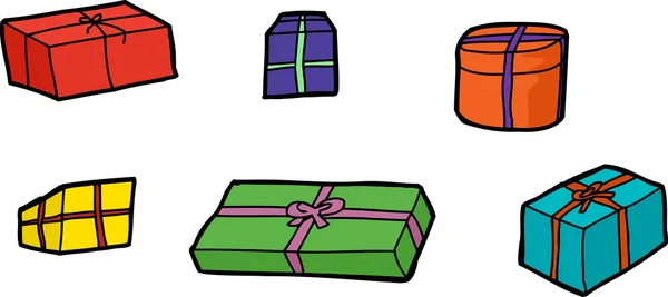 Six boîtes-cadeaux isolées — Image vectorielle