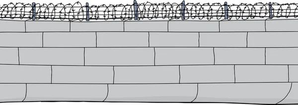 Isolierte Mauer mit Stacheldraht — Stockvektor