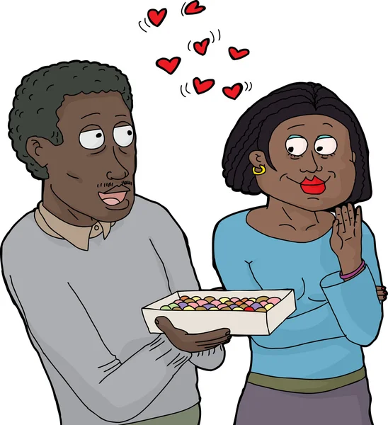 Изолированная счастливая пара с конфеткой — стоковый вектор