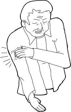 Anahat karikatür adamın acı içinde