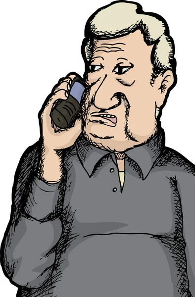 Mão desenhado homem no telefone — Vetor de Stock