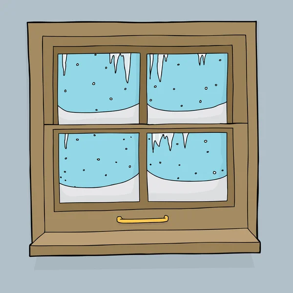 Icicli e neve sulla finestra — Vettoriale Stock