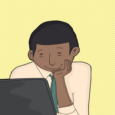 dizüstü bilgisayar ile mutlu bir adam