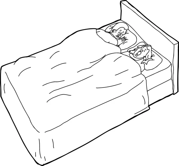 Umriss des Paares im Bett — Stockvektor