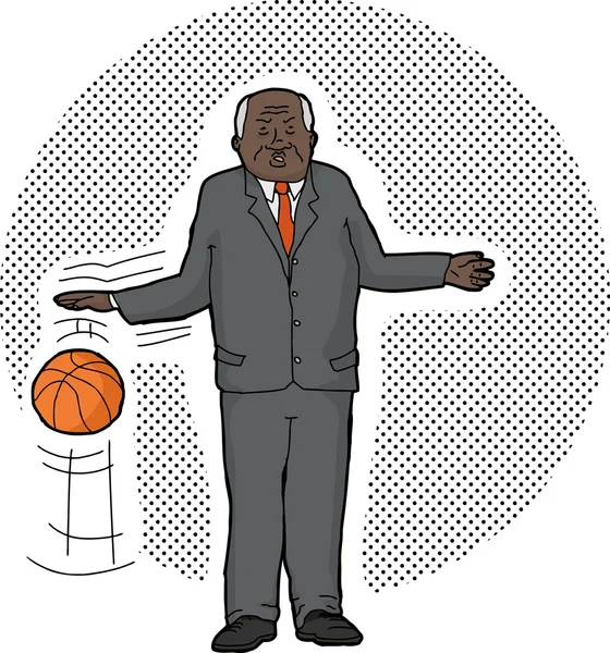Businessman Dribbling Basketball — Stock Vector
