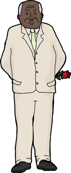 Cranky Man with Rose — Stock Vector
