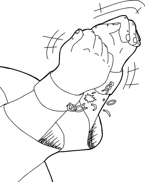 Scared Man with Hands Behind Back