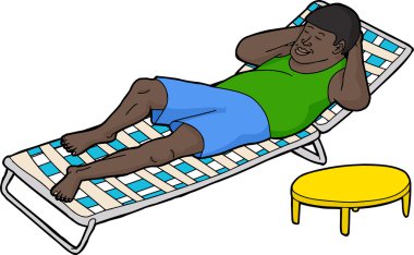 Man Resting on Deck Chair clipart