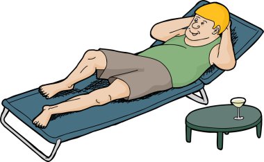 Winking Man on Deck Chair clipart