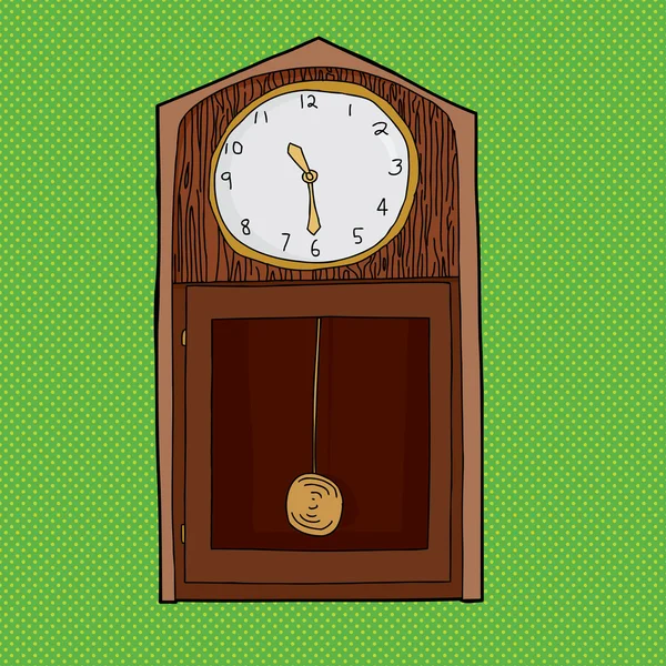 Abuelo reloj sobre verde — Vector de stock