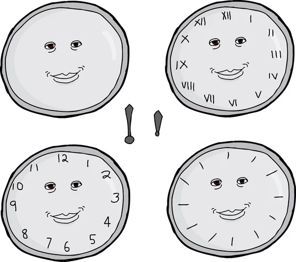 Set Clock glimlachen gezichten — Stockvector