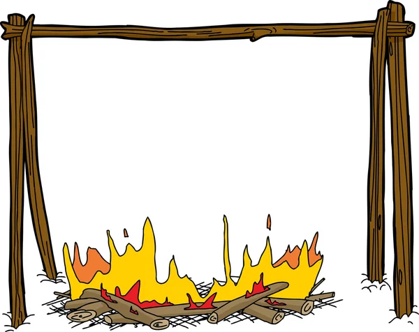 Lagerfeuer mit leerem Topfhalter — Stockvektor