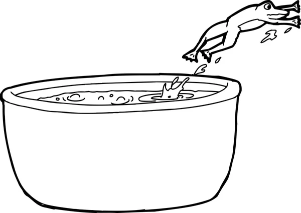 Schéma Dessin de grenouille sautant hors du pot — Image vectorielle