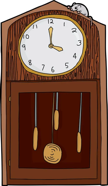 孤立的古董时钟与鼠标 免版税图库插图
