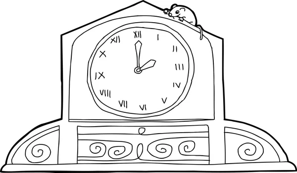 Reloj con números romanos y ratón Gráficos vectoriales