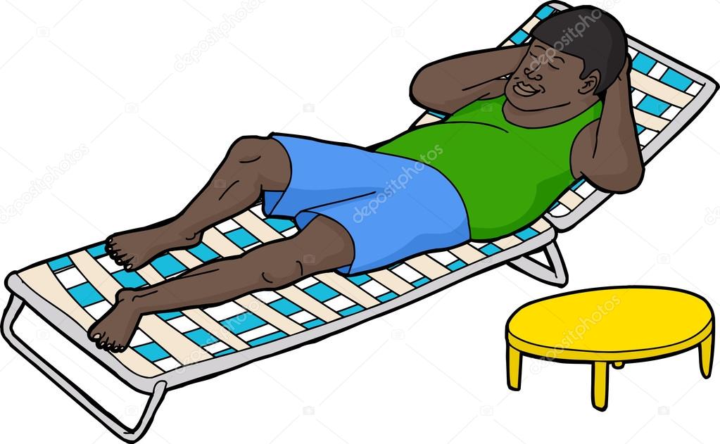 Man Resting on Deck Chair