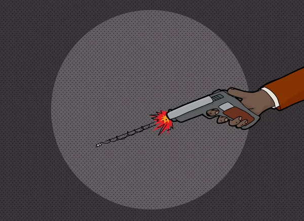 Hand Firing Gun in Dark — Stock Vector