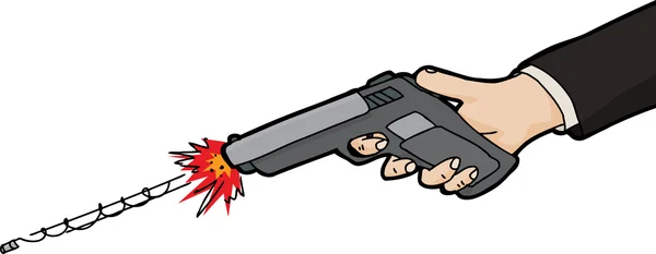 Dibujo aislado de disparo de pistola — Vector de stock